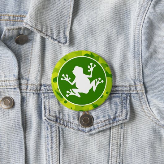 アップルグリーン迷彩柄;カエル 缶バッジ (インサイチュ)