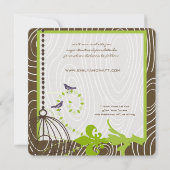 アップルグリーン ファンシー ウッドグレイン 鳥かご ウェディング 招待状 (裏面)