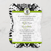 アップルグリーン&ブラックダマスクウェディング招待状 招待状 (正面/裏面)