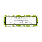 アップルグリーン&ブラックダマスクスワールドット住所 シール (正面)