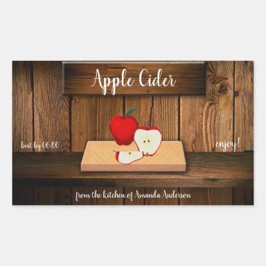 アップルサイダーの缶詰ラベル 長方形シール (正面)