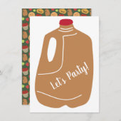 アップルサイダージュグ秋パターン(の模様が)あるパーティー 招待状 (正面/裏面)