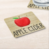 アップルサイダーレッドアップル スクエアペーパーコースター (アングル)