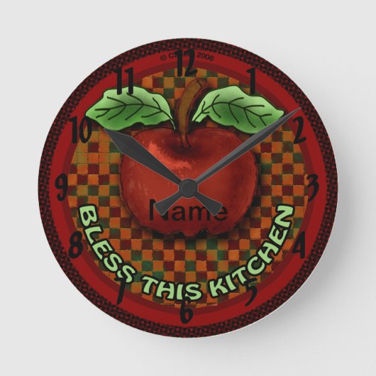 アップルザ賛美ザキッチン ラウンド壁時計 (正面)