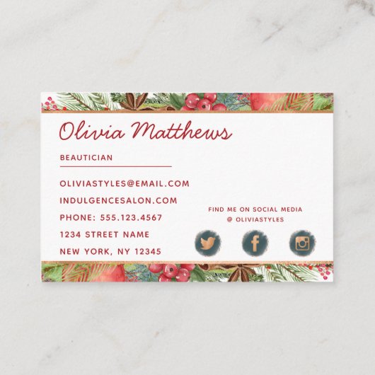 アップルシナモン秋またはウィンターホリデーシーズン 名刺 (裏面)