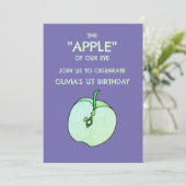 アップルスライスフルーツ子供の誕生日招待状 招待状 (スタンド正面)