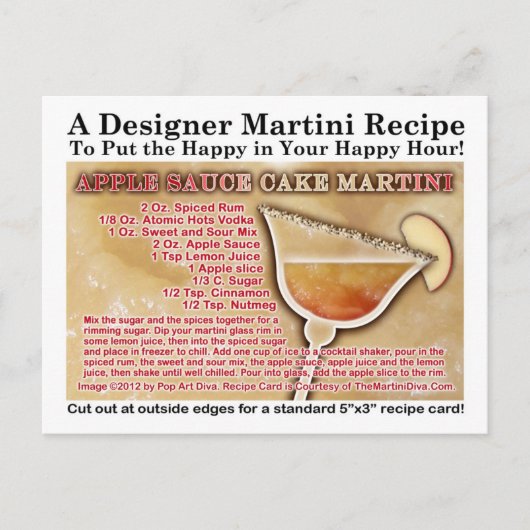 アップルソースケーキマルティーニレシピはがき ポストカード (正面)