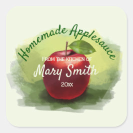 アップルソースデザイン缶詰ラベル スクエアシール