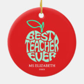 アップルタイポグラフィクリスマス最高の先生エバー セラミックオーナメント (裏面)