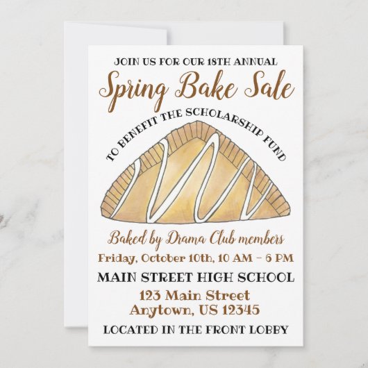 アップルターンアップレックファストペストリーベイクセールブランチ 招待状 (正面)