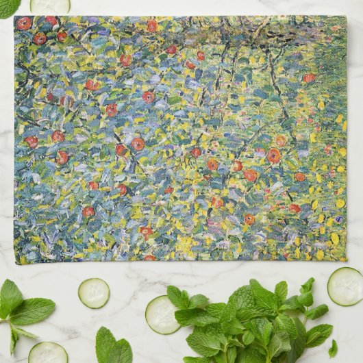 アップルツリーバイグスタフクリムト、ヴィンテージアールヌーボー キッチンタオル (折り畳み)