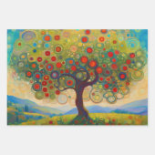 アップルツリー3誕生日ギフトラップ ラッピングペーパーシート (正面)