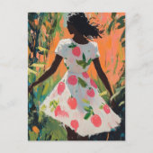 アップルドレスを着た女性 ポストカード (正面)