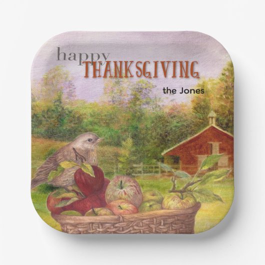 アップルハーベストハッピー感謝祭 ペーパープレート (正面)