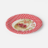 アップルハーベストバスケット付きカントリー風ギンガム ペーパープレート (アングル)