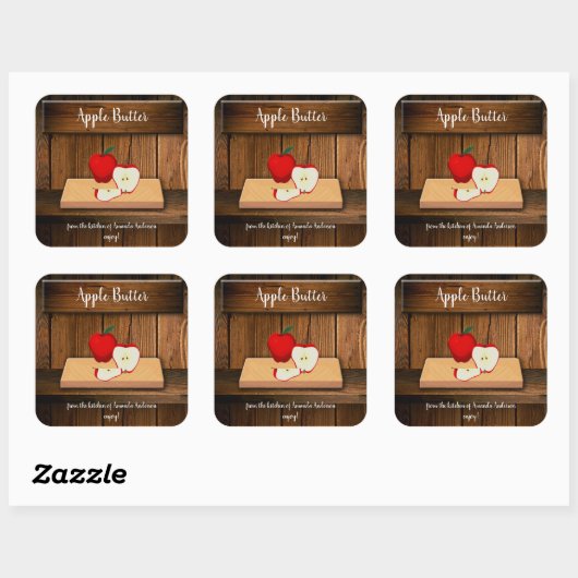 アップルバターの缶詰ラベル スクエアシール (シート)
