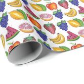 アップルバナナレモンライムぶどうベリー果実サラダ ラッピングペーパー (ロールコーナー)