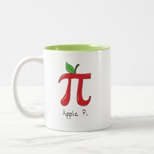 アップルパイかわいい数学パイ日コーヒーマグ ツートーンマグカップ (左)