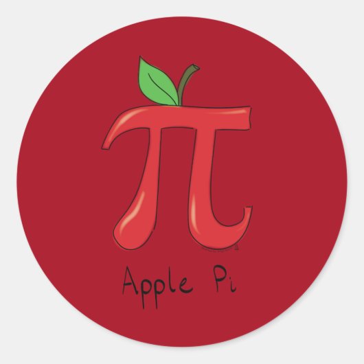 アップルパイかわいい数学パイ日スタンプ ラウンドシール (正面)