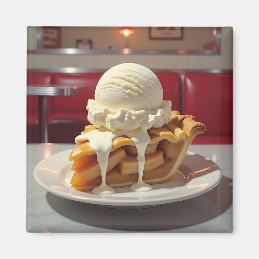 アップルパイとバニラアイスクリームat Diner マグネット (正面)