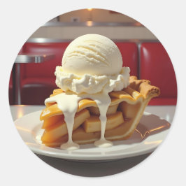 アップルパイとバニラアイスクリームat Diner ラウンドシール