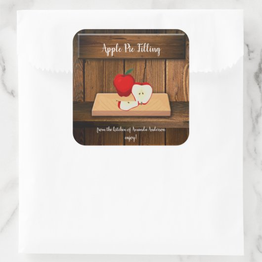 アップルパイのフィリング スクエア缶ラベル スクエアシール (バッグ)