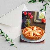 アップルパイの水彩画を使った感謝祭 シーズンポストカード