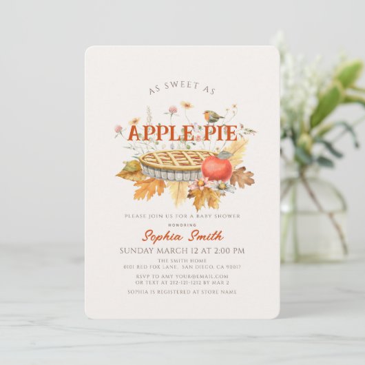 アップルパイの紅葉ベビーシャワーのように甘い 招待状 (スタンド正面)