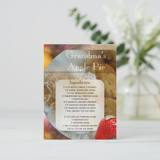 アップルパイまたはデザートレシピはがき ポストカード (スタンド正面)