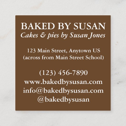 アップルパイアラモードバイ焼いたベーカリーパティシエ スクエア名刺 (裏面)