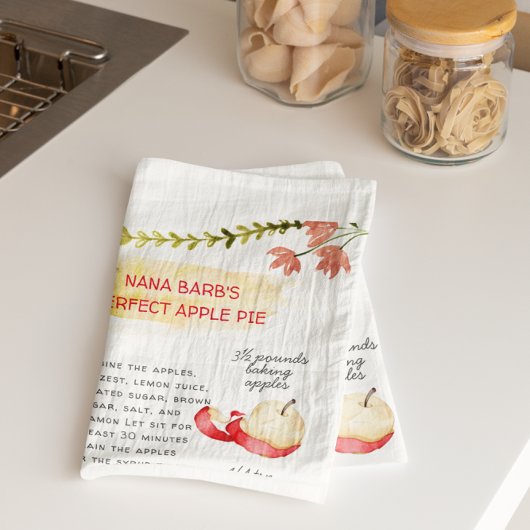 アップルパイウォーターカラーレシピへルーームティータオル キッチンタオル