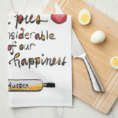 アップルパイベーキングジェーンオースティン引用文 キッチンタオル (四つ折り)