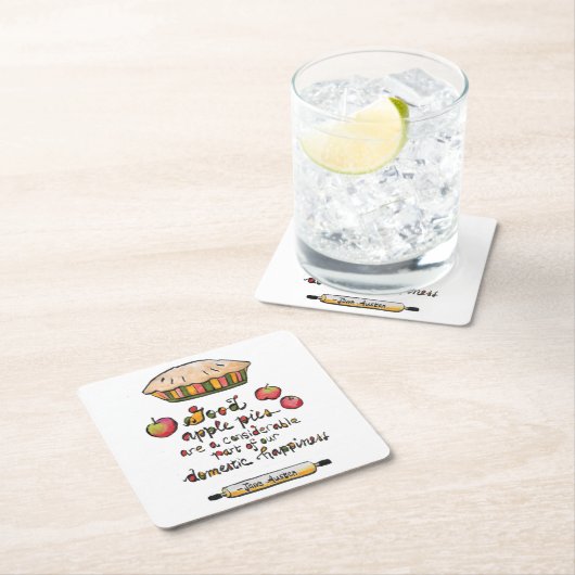 アップルパイベーキングジェーンオースティン引用文 スクエアペーパーコースター (インサイチュ)