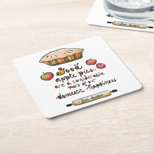 アップルパイベーキングジェーンオースティン引用文 スクエアペーパーコースター (アングル)