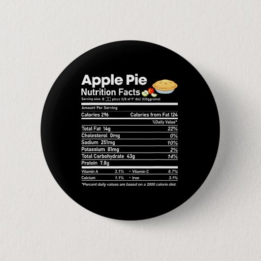 アップルパイ栄養ファクトおもしろい感謝祭クリスマス 缶バッジ (正面)
