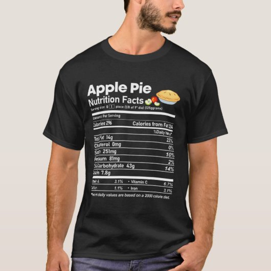 アップルパイ栄養ファクトおもしろい感謝祭クリスマス Tシャツ (正面)