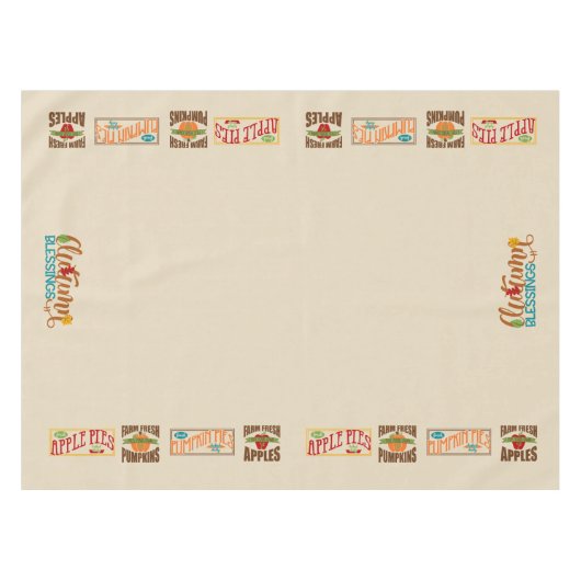 アップルパイ、パンプキンパイ秋テーブルカバー テーブルクロス (正面(横))