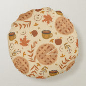 アップルパイ、リンゴ、マグカップを使ったシームレスなパターン。  ラウンドクッション (裏面)