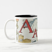「アップルパイAlphabetからのイラストレーション「A」 ツートーンマグカップ (左)