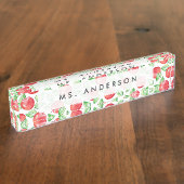 アップルパターンパーソナライズされた先生 デスクネームプレート (側面)