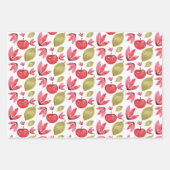 アップルパターン水の色のハンドラッ絵を描プパップ ラッピングペーパーシート (正面2)