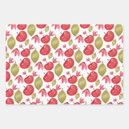 アップルパターン水の色のハンドラッ絵を描プパップ ラッピングペーパーシート