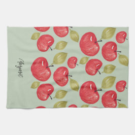 アップルパターン水彩手モノグラ絵を描ム キッチンタオル