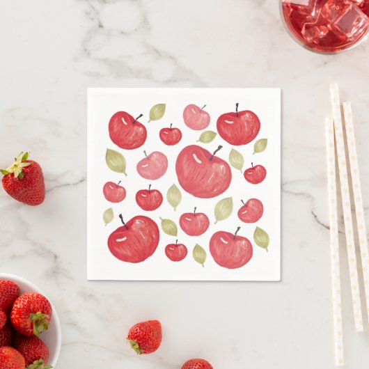 アップルパターン水彩手絵を描形 スタンダードカクテルナプキン (インサイチュ)