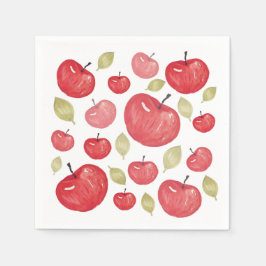 アップルパターン水彩手絵を描形 スタンダードカクテルナプキン