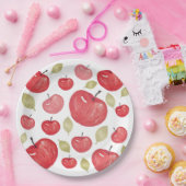 アップルパターン水彩手絵を描形 ペーパープレート (パーティー)