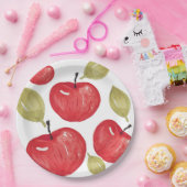 アップルパターン水彩手絵を描形 ペーパープレート (パーティー)