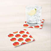 アップルパターン紙コースターパーティーお祝い スクエアペーパーコースター (インサイチュ)