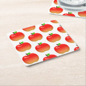 アップルパターン紙コースターパーティーお祝い スクエアペーパーコースター (アングル)