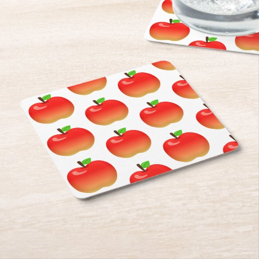 アップルパターン紙コースターパーティーお祝い スクエアペーパーコースター (アングル)